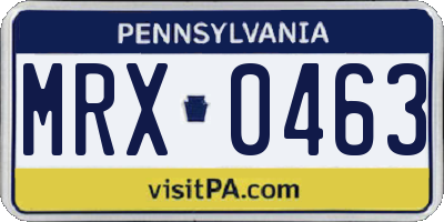 PA license plate MRX0463