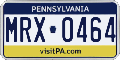 PA license plate MRX0464