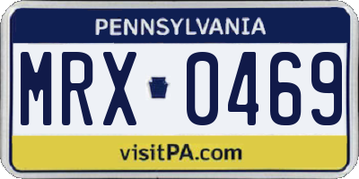 PA license plate MRX0469