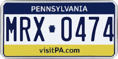 PA license plate MRX0474