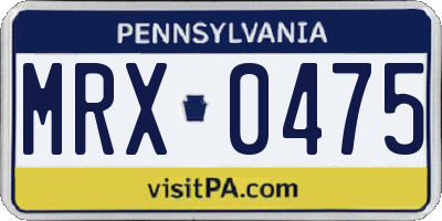 PA license plate MRX0475
