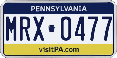 PA license plate MRX0477
