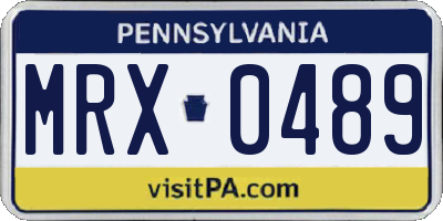 PA license plate MRX0489