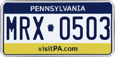 PA license plate MRX0503