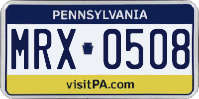 PA license plate MRX0508