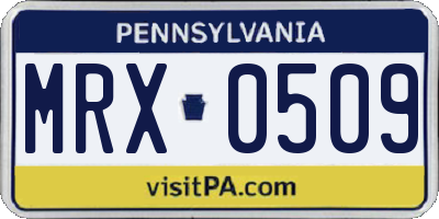 PA license plate MRX0509
