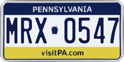 PA license plate MRX0547