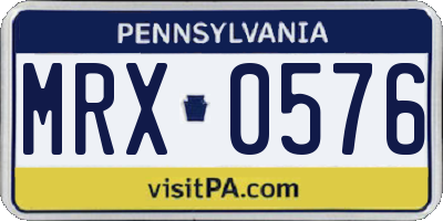 PA license plate MRX0576