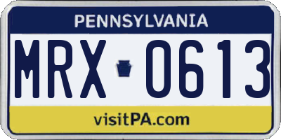 PA license plate MRX0613