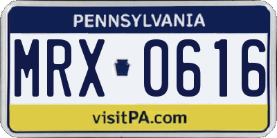 PA license plate MRX0616