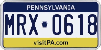 PA license plate MRX0618
