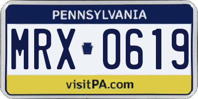 PA license plate MRX0619