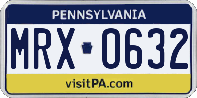 PA license plate MRX0632