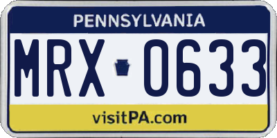 PA license plate MRX0633