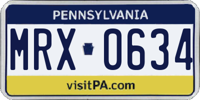 PA license plate MRX0634