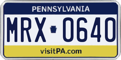 PA license plate MRX0640