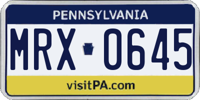 PA license plate MRX0645