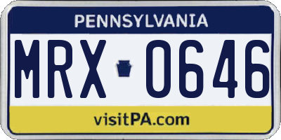 PA license plate MRX0646