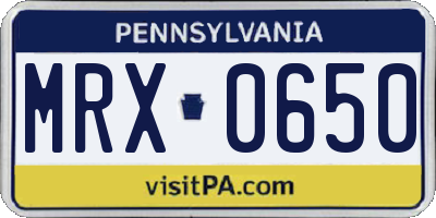 PA license plate MRX0650