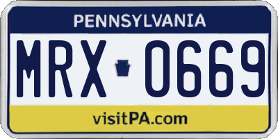 PA license plate MRX0669