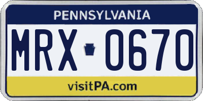 PA license plate MRX0670