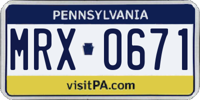 PA license plate MRX0671