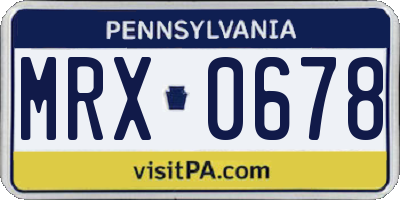PA license plate MRX0678