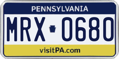 PA license plate MRX0680