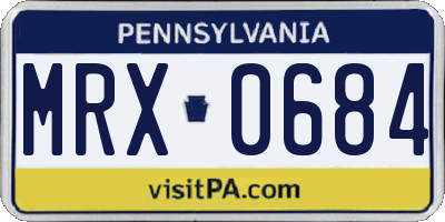 PA license plate MRX0684