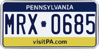 PA license plate MRX0685