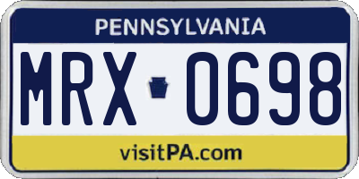 PA license plate MRX0698