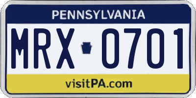 PA license plate MRX0701