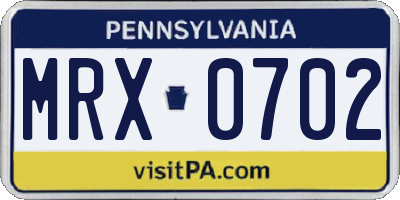 PA license plate MRX0702