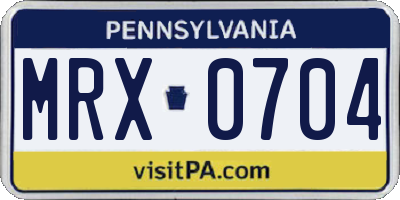 PA license plate MRX0704