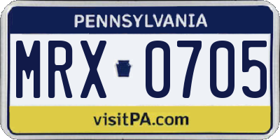 PA license plate MRX0705