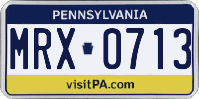 PA license plate MRX0713