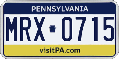 PA license plate MRX0715