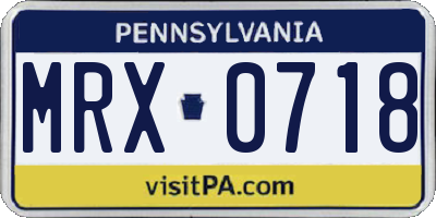 PA license plate MRX0718