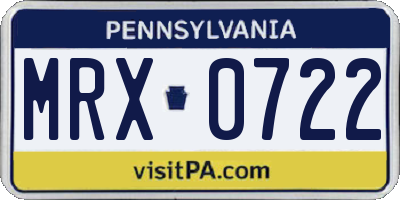 PA license plate MRX0722