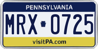 PA license plate MRX0725