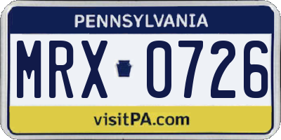 PA license plate MRX0726