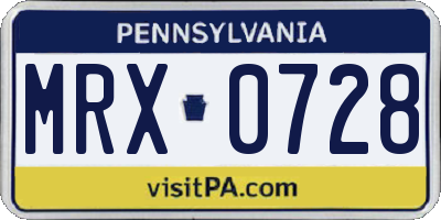 PA license plate MRX0728