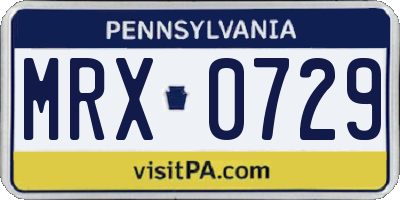 PA license plate MRX0729