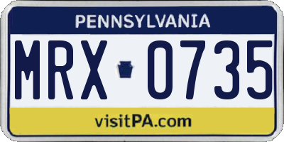 PA license plate MRX0735