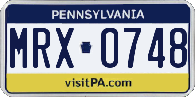 PA license plate MRX0748