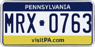 PA license plate MRX0763