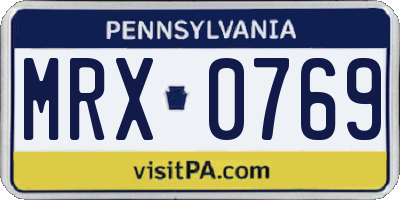PA license plate MRX0769