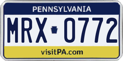 PA license plate MRX0772
