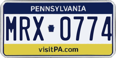 PA license plate MRX0774