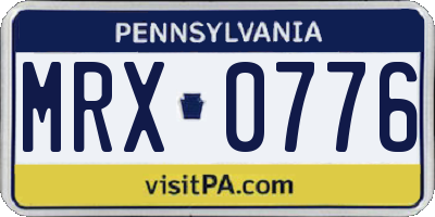 PA license plate MRX0776
